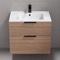 Wall Mounted Bathroom Vanity, Modern, Walnut, 28